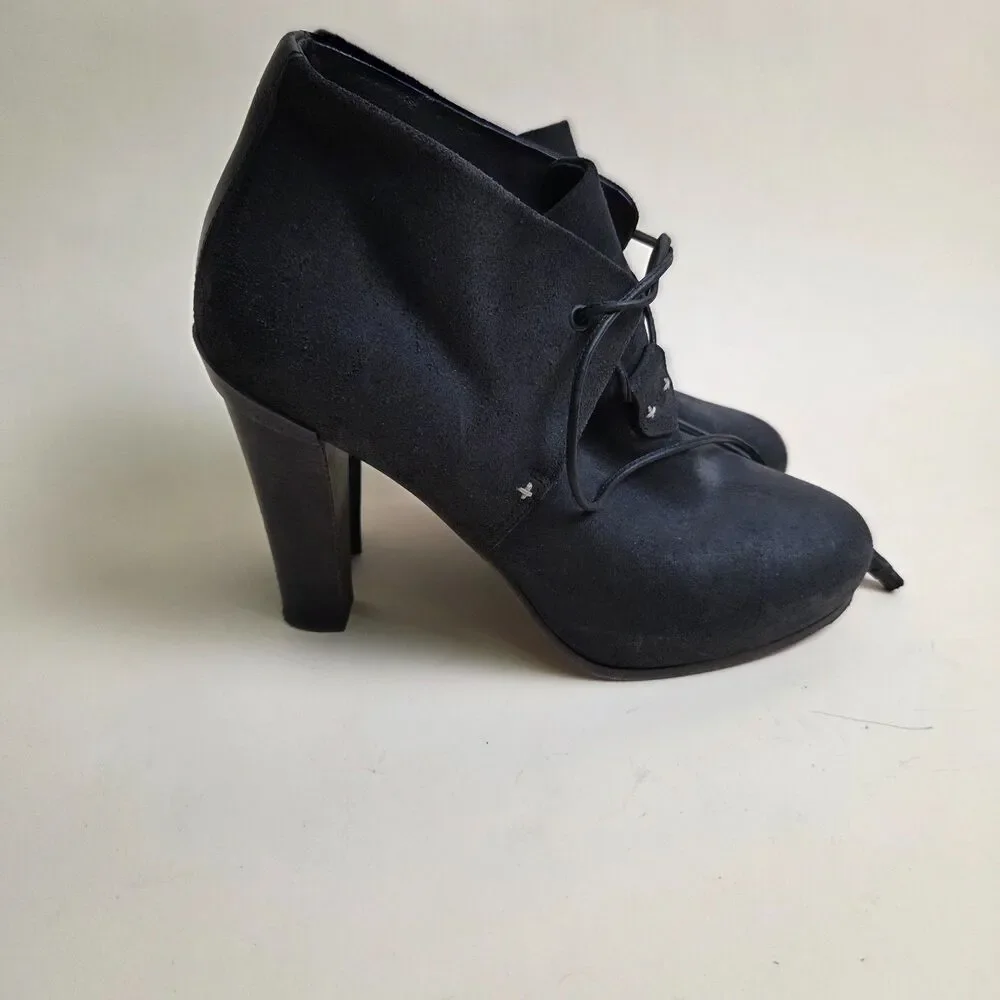 Rag & Bone Suede Lace-Up Ankle Booties Black Size 37